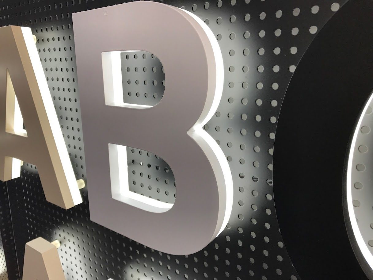 Backlit channel letter fabrication in the shop