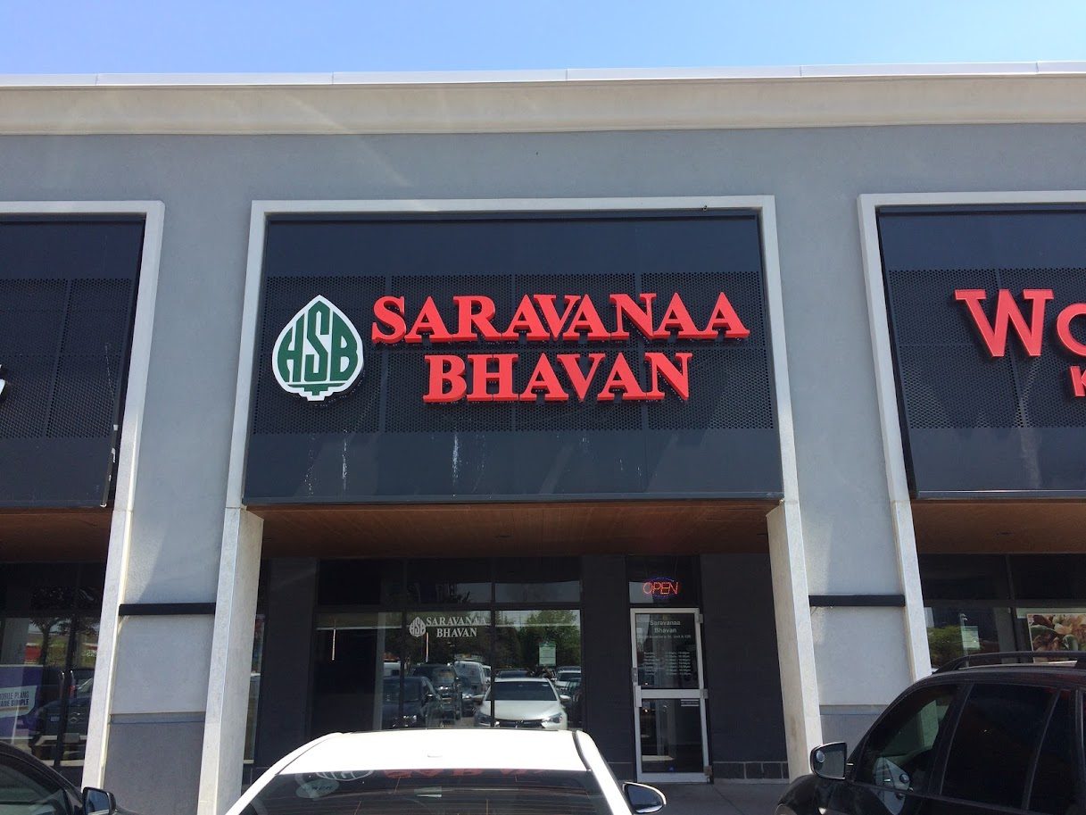 Saravanaa Bhavan channel letter storefront sign